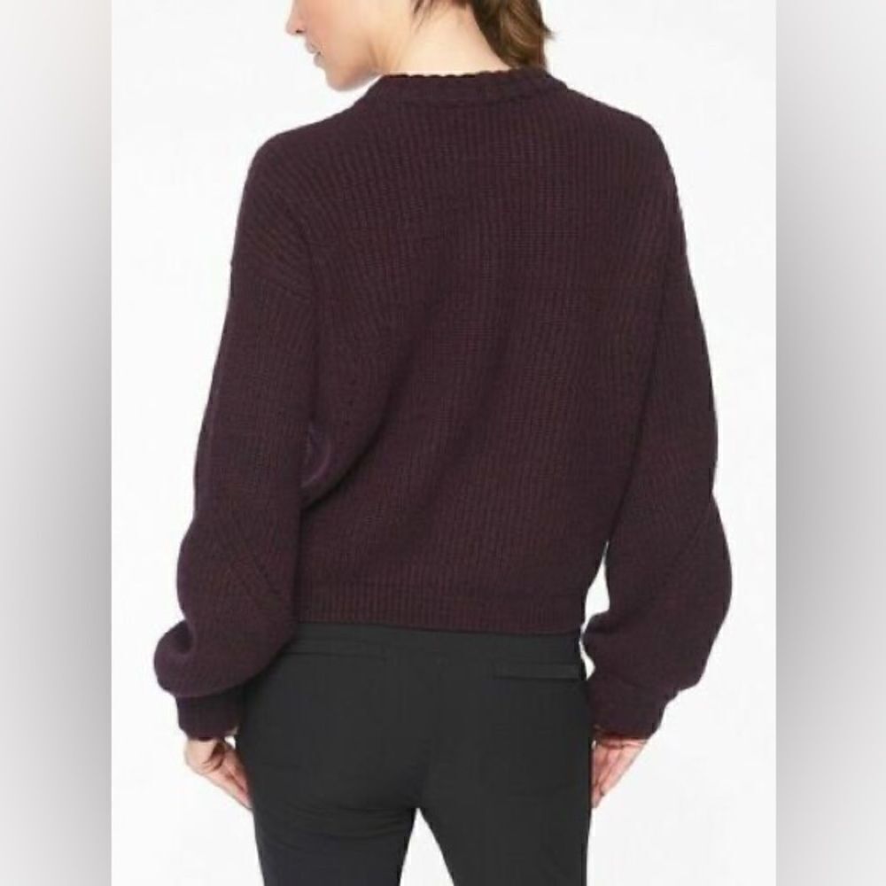 Athleta Wool Cashmere Lucca Purple Bubble Sleeve Sweater XS - Picture 2 of 6
